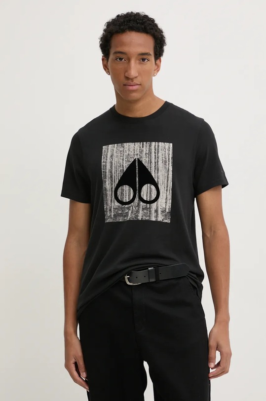 MOOSE KNUCKLES t-shirt in cotone nero M34MT711
