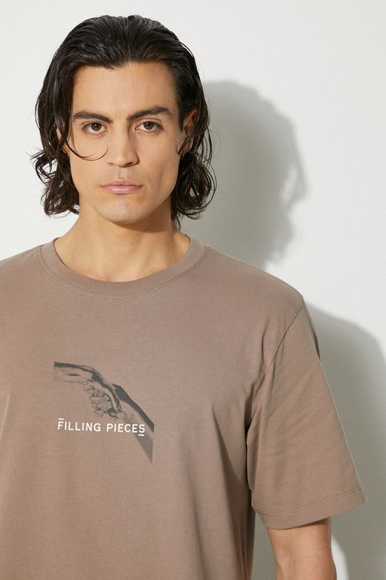 Filling Pieces t-shirt bawełniany Handshake 74413631407 beżowy