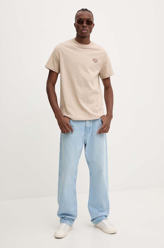 A.P.C. t-shirt bawełniany standard rue madame GOTS COHBU.M26388 beżowy SS25