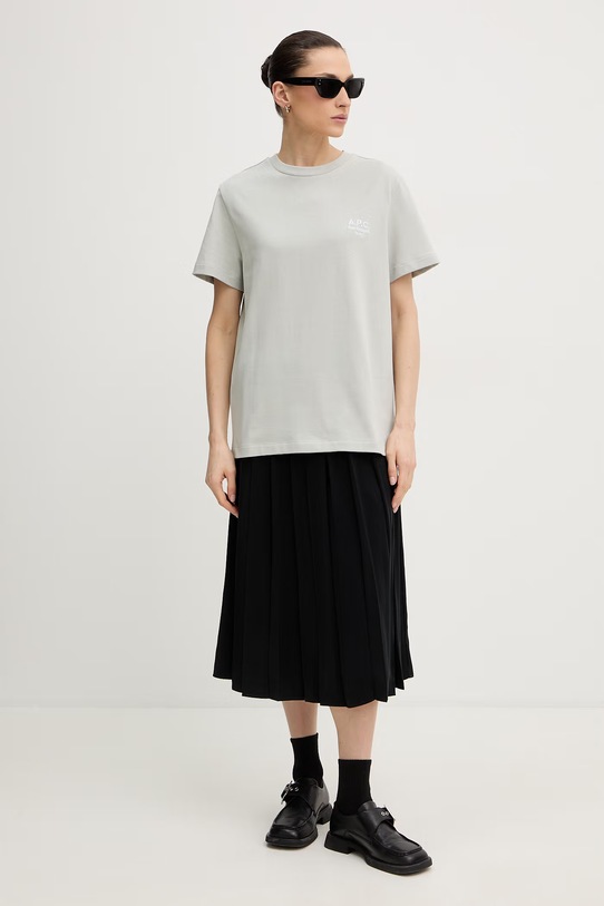 Βαμβακερό μπλουζάκι A.P.C. standard rue madame GOTS COHBU.M26388 πράσινο SS26