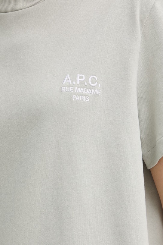 Βαμβακερό μπλουζάκι A.P.C. standard rue madame GOTS COHBU.M26388 πράσινο