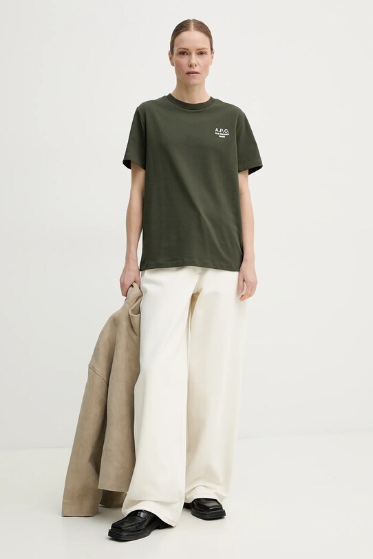 A.P.C. tricou din bumbac standard rue madame GOTS COHBU.M26388 verde SS25