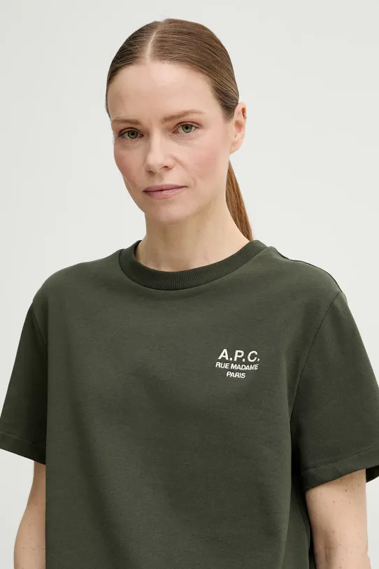 A.P.C. t-shirt bawełniany standard rue madame GOTS zielony COHBU.M26388