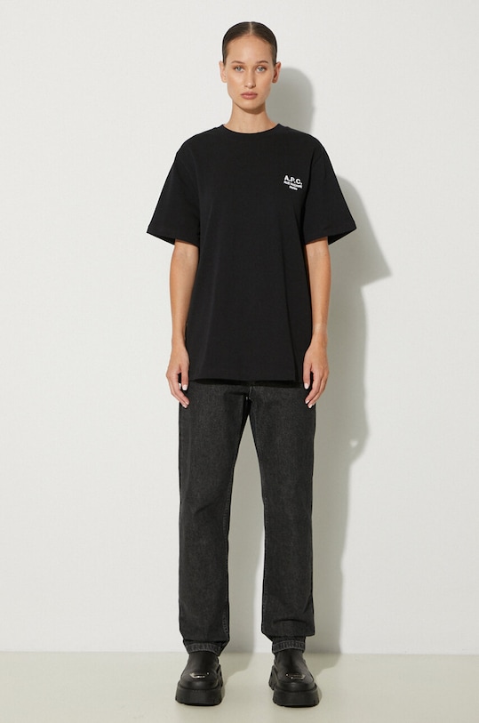 Bavlněné tričko A.P.C. standard rue madame GOTS COHBU.M26388 černá SS25