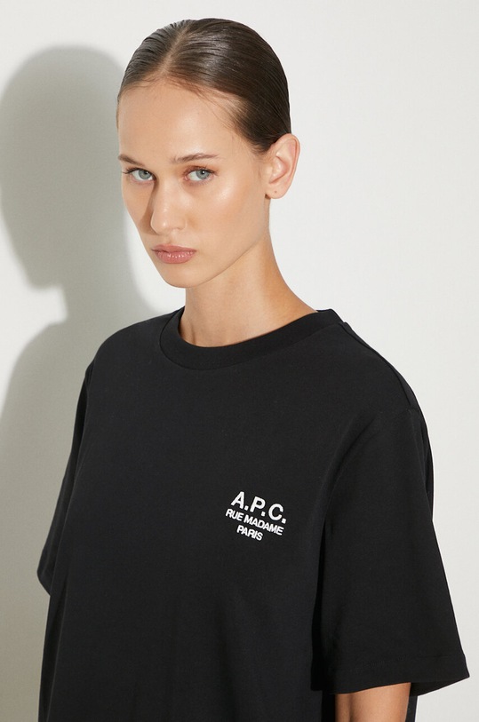 Bavlněné tričko A.P.C. standard rue madame GOTS COHBU.M26388 černá