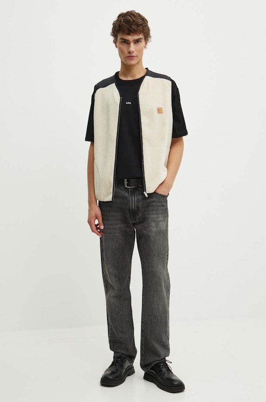 Памучна тениска A.P.C. t-shirt boxy micro logo GOTS COHBW.H26386 черен AW24