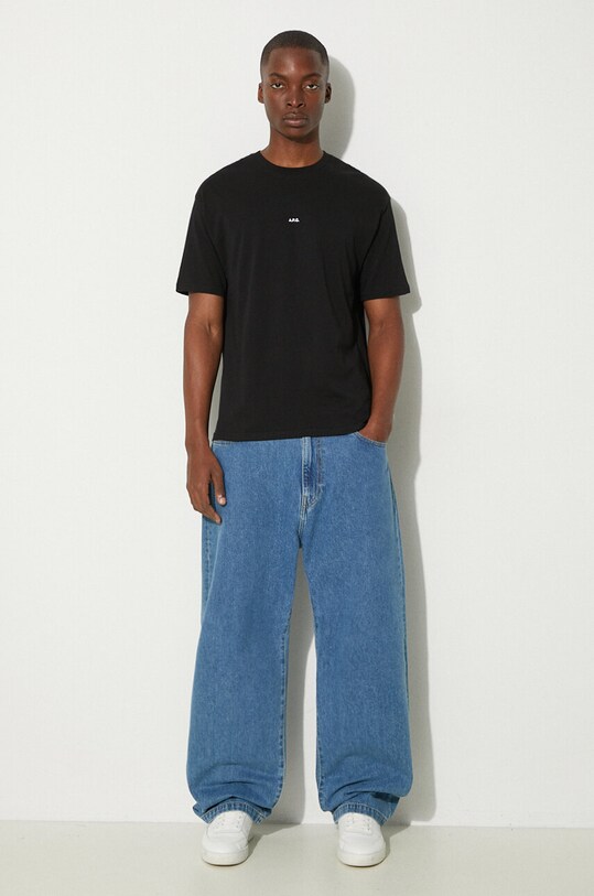 A.P.C. t-shirt bawełniany t-shirt boxy micro logo GOTS COHBW.H26386 czarny AW24