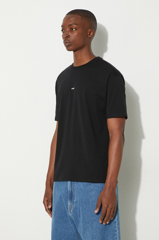 A.P.C. t-shirt bawełniany t-shirt boxy micro logo GOTS czarny COHBW.H26386