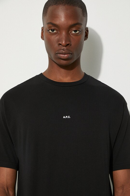 A.P.C. t-shirt bawełniany t-shirt boxy micro logo GOTS COHBW.H26386 czarny