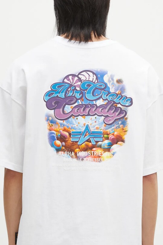 Βαμβακερό μπλουζάκι Alpha Industries Candy Crew 148509 λευκό