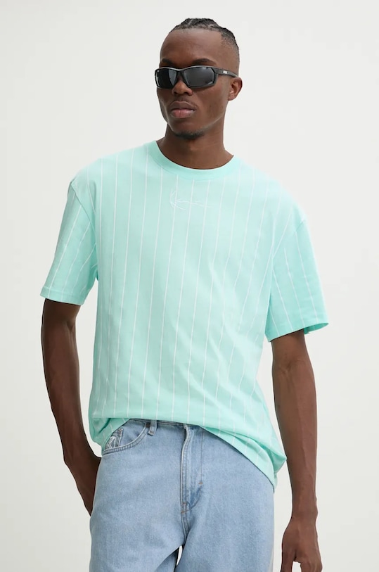 Bavlnené tričko Karl Kani 60300091 tyrkysová AW24