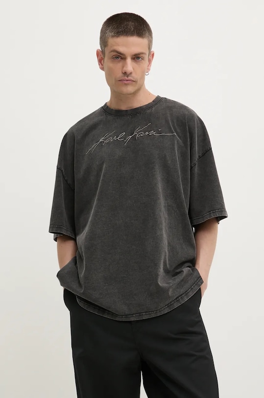 Karl Kani tricou din bumbac imprimeu gri 60300101