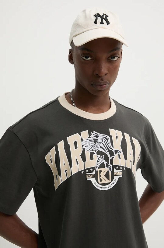 Bavlněné tričko Karl Kani šedá 60300106