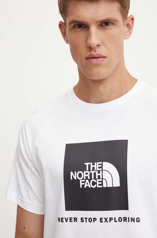 Βαμβακερό μπλουζάκι The North Face S/S Raglan Redbox Tee λευκό NF0A87NJFN41