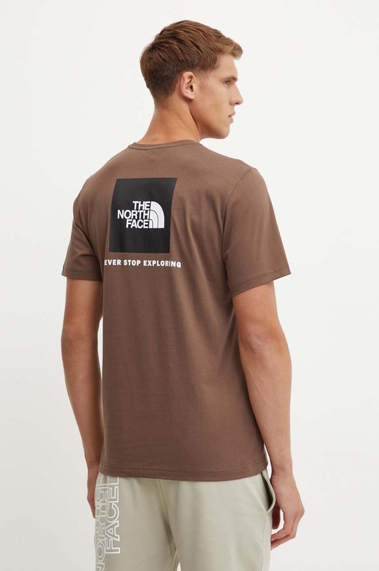 Bavlněné tričko The North Face S/S Redbox Tee potisk hnědá NF0A87NP5EX1