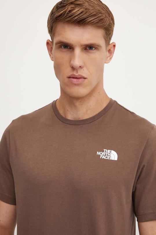 Bavlněné tričko The North Face S/S Redbox Tee hnědá NF0A87NP5EX1