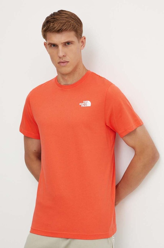 Bavlněné tričko The North Face S/S Redbox Tee potisk oranžová NF0A87NP5OM1