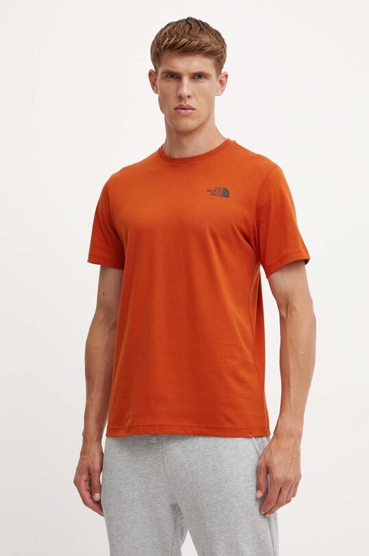 The North Face tricou din bumbac S/S Redbox Celebration Tee portocaliu NF0A87NV1I01