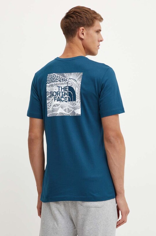 The North Face t-shirt bawełniany S/S Redbox Celebration Tee nadruk turkusowy NF0A87NV1NO1