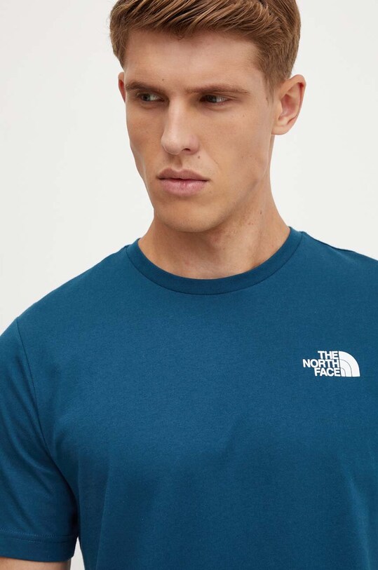 The North Face t-shirt bawełniany S/S Redbox Celebration Tee turkusowy NF0A87NV1NO1