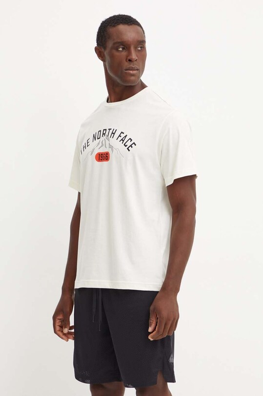 The North Face t-shirt bawełniany Tee Varsity Graphic nadruk beżowy NF0A89DGQLI1