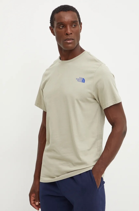 The North Face pamut póló Tee Topographic NF0A89DQ1I41 zöld AW24