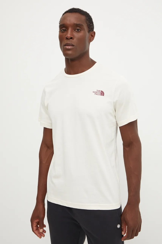 Bavlněné tričko The North Face Tee Topographic NF0A89DQQLI1 béžová AW24