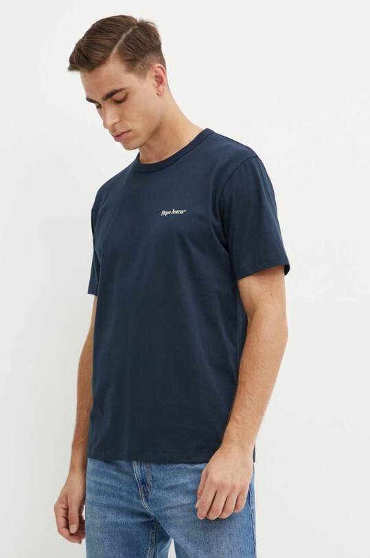 Одежда Хлопковая футболка Pepe Jeans ALFIE PM509431 тёмно-синий