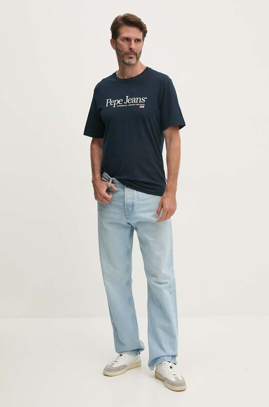 Pepe Jeans tricou din bumbac ALBERT PM509432 bleumarin AW24