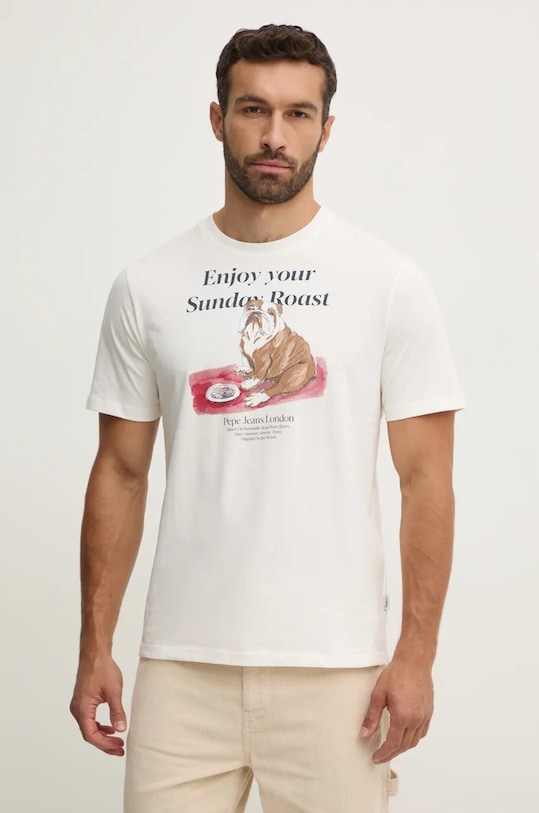 Pepe Jeans tricou din bumbac AXEL TEE print alb PM509622