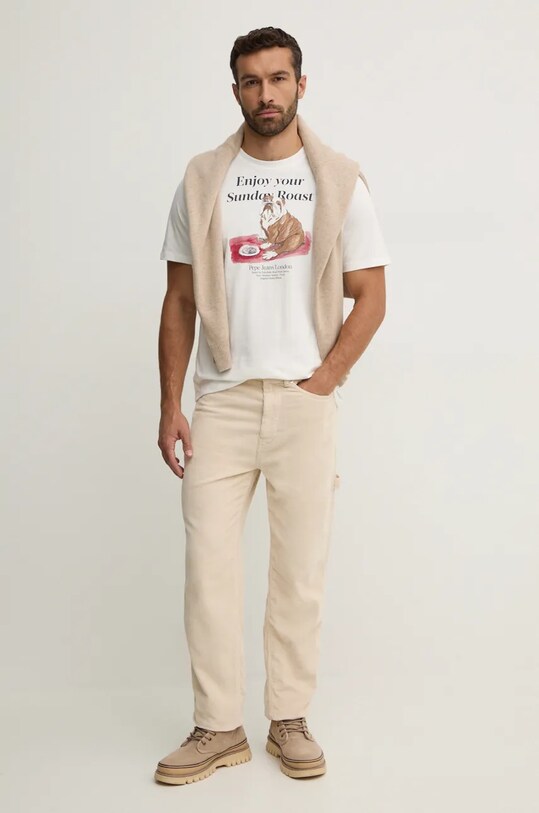 Хлопковая футболка Pepe Jeans AXEL TEE PM509622 белый AW24
