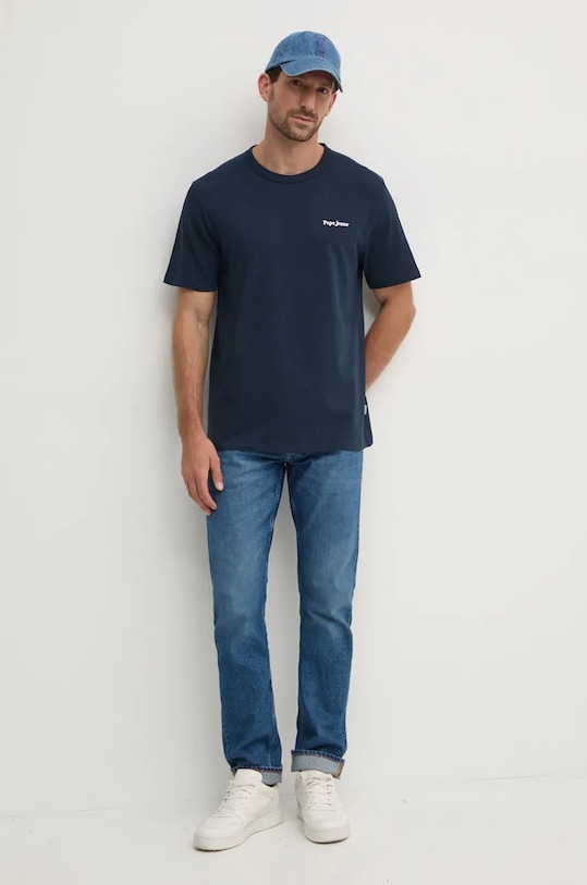 Бавовняна футболка Pepe Jeans ARRYN PM509623 темно-синій AW24