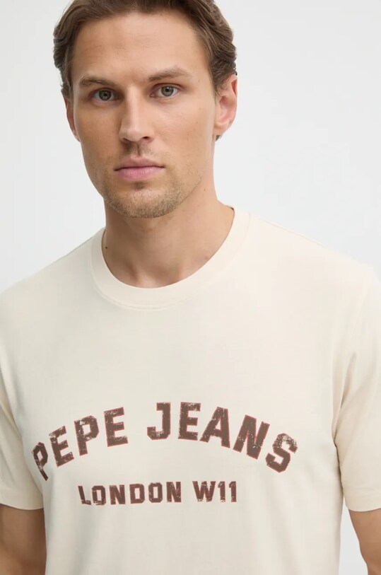 Bavlnené tričko Pepe Jeans ALDRIDGE béžová PM509628