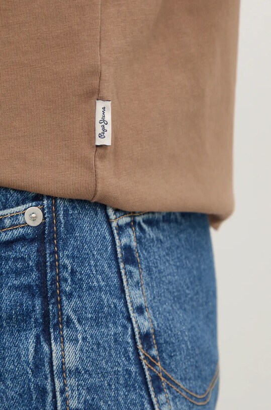 Хлопковая футболка Pepe Jeans ALDRIDGE PM509628 коричневый
