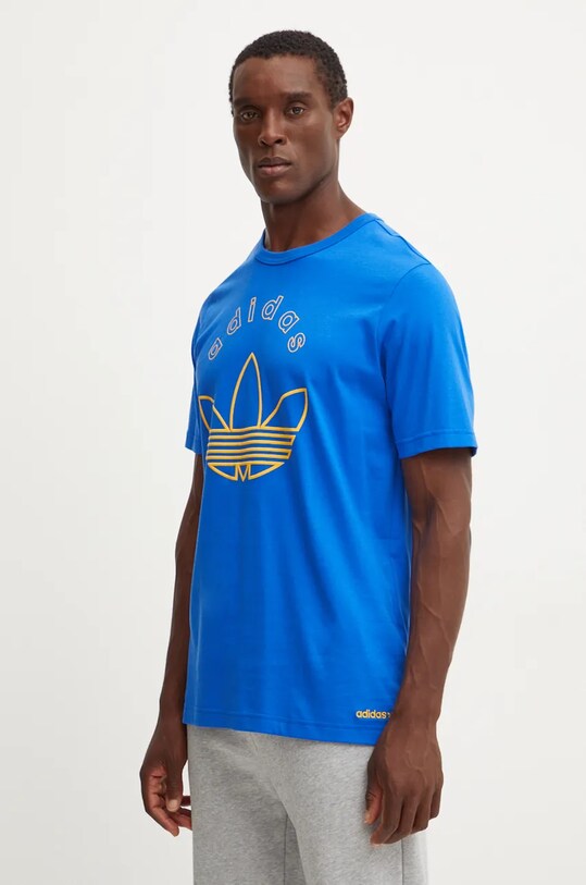Хлопковая футболка adidas Originals regular голубой IY0425