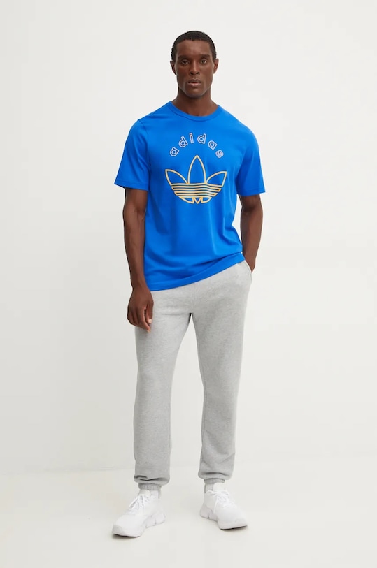Хлопковая футболка adidas Originals IY0425 голубой AW24