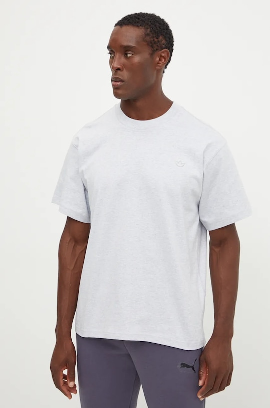 Bavlněné tričko adidas Originals hladký šedá IY2254