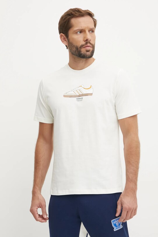 Одяг Бавовняна футболка adidas Originals IZ2573 бежевий