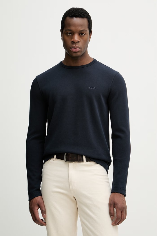 Majica z dolgimi rokavi BOSS Orange mornarsko modra 50520725