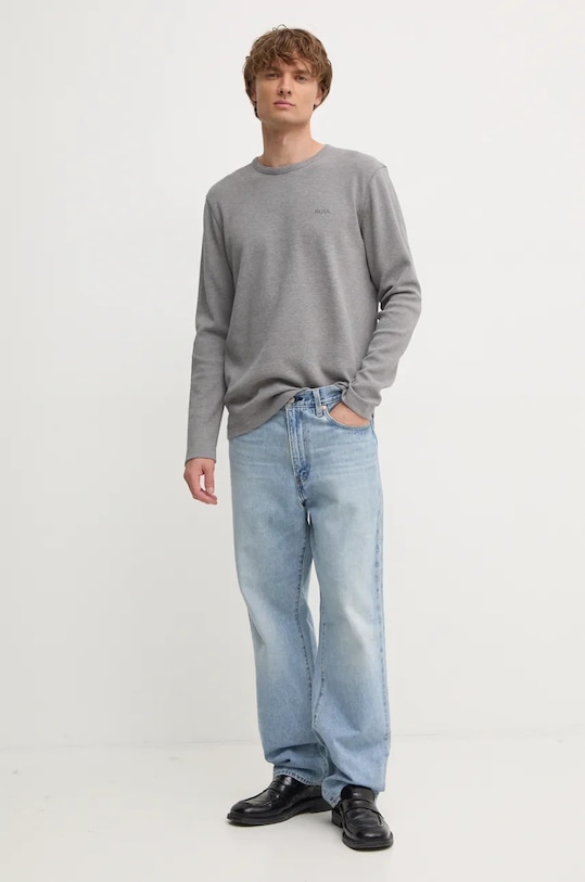 Tričko s dlhým rukávom Boss Orange 50520725 sivá SS25