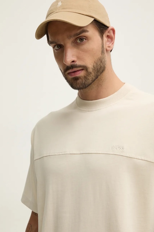 Boss Orange tricou din bumbac uni bej 50525886