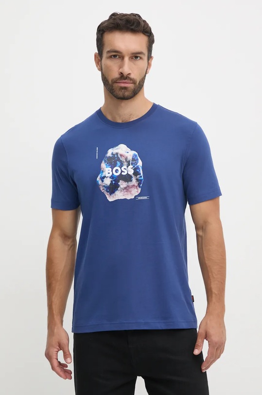 Boss Orange tricou din bumbac print albastru 50528189