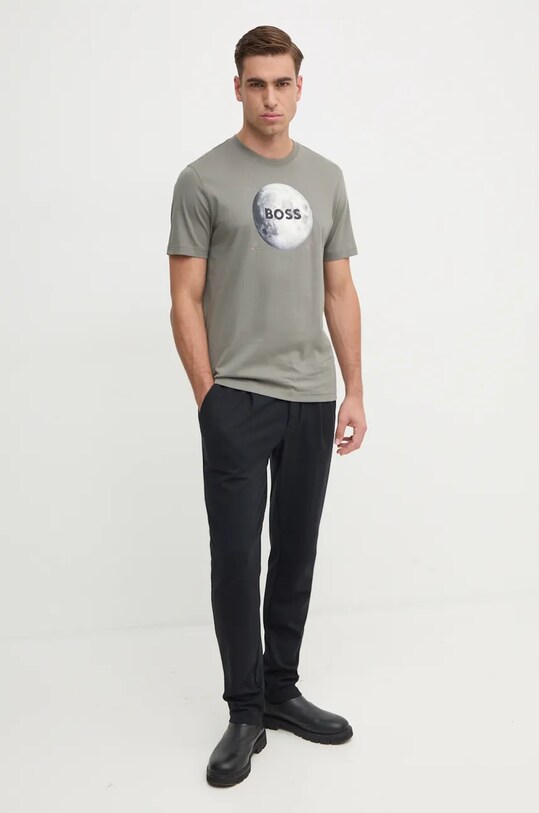 Bavlněné tričko Boss Orange 50528189 šedá AW24
