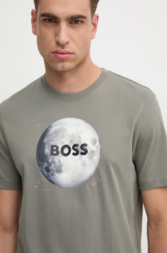 Хлопковая футболка Boss Orange серый 50528189