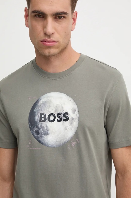 Bavlněné tričko Boss Orange šedá 50528189