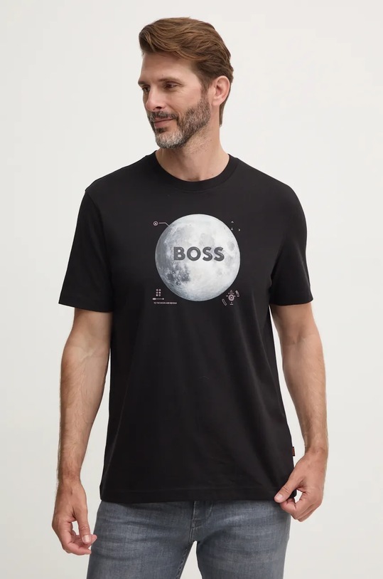 Boss Orange tricou din bumbac print negru 50528189