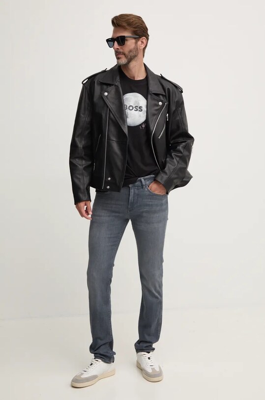 Памучна тениска Boss Orange 50528189 черен AW24