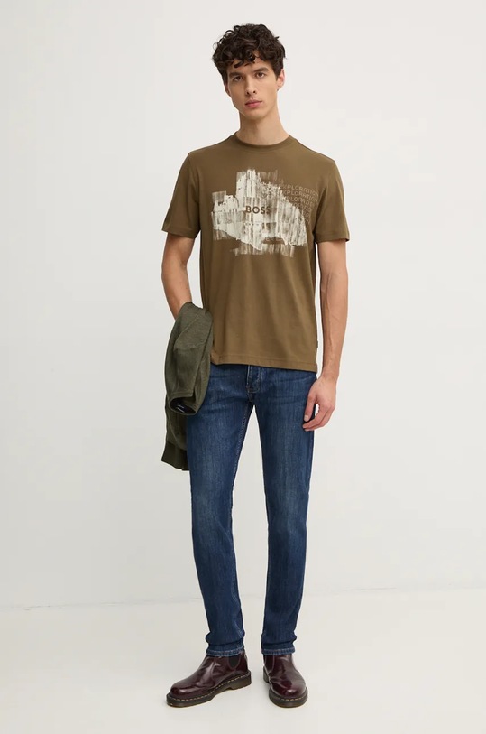 Bavlněné tričko Boss Orange 50528190 zelená NC24