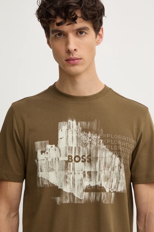 Bavlněné tričko Boss Orange zelená 50528190