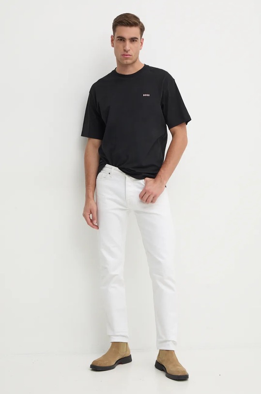 Bavlněné tričko Boss Orange 50528221 černá AW24